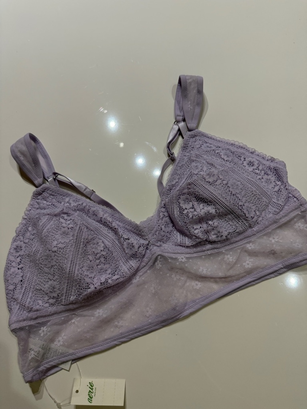 aerie Lavender Lace Bralette - Light Purple - XL